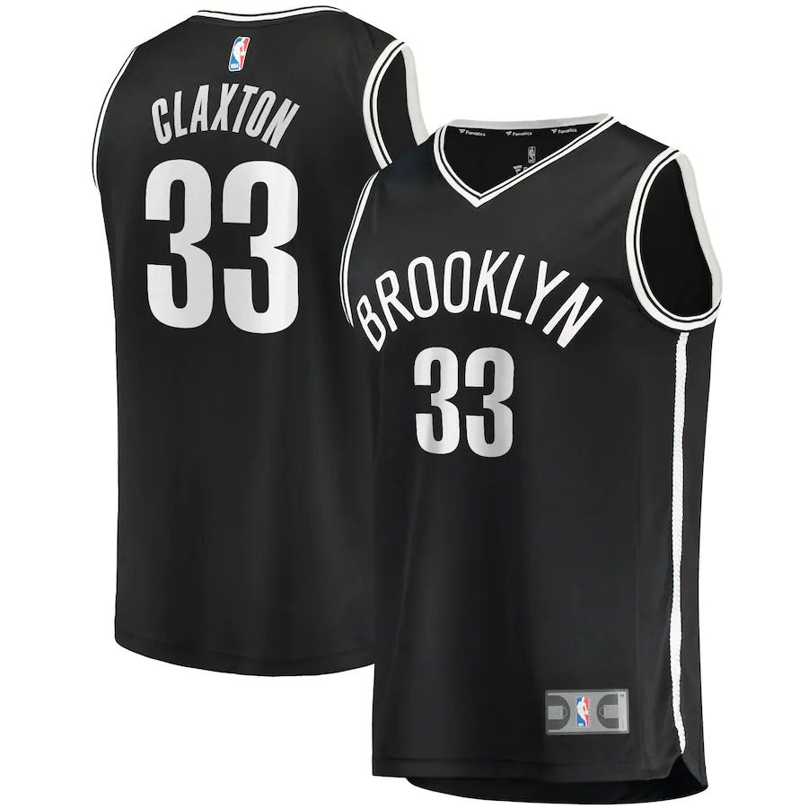 Men Brooklyn Nets 33 Nicolas Claxton Fanatics Branded Black Fast Break Replica NBA Jersey